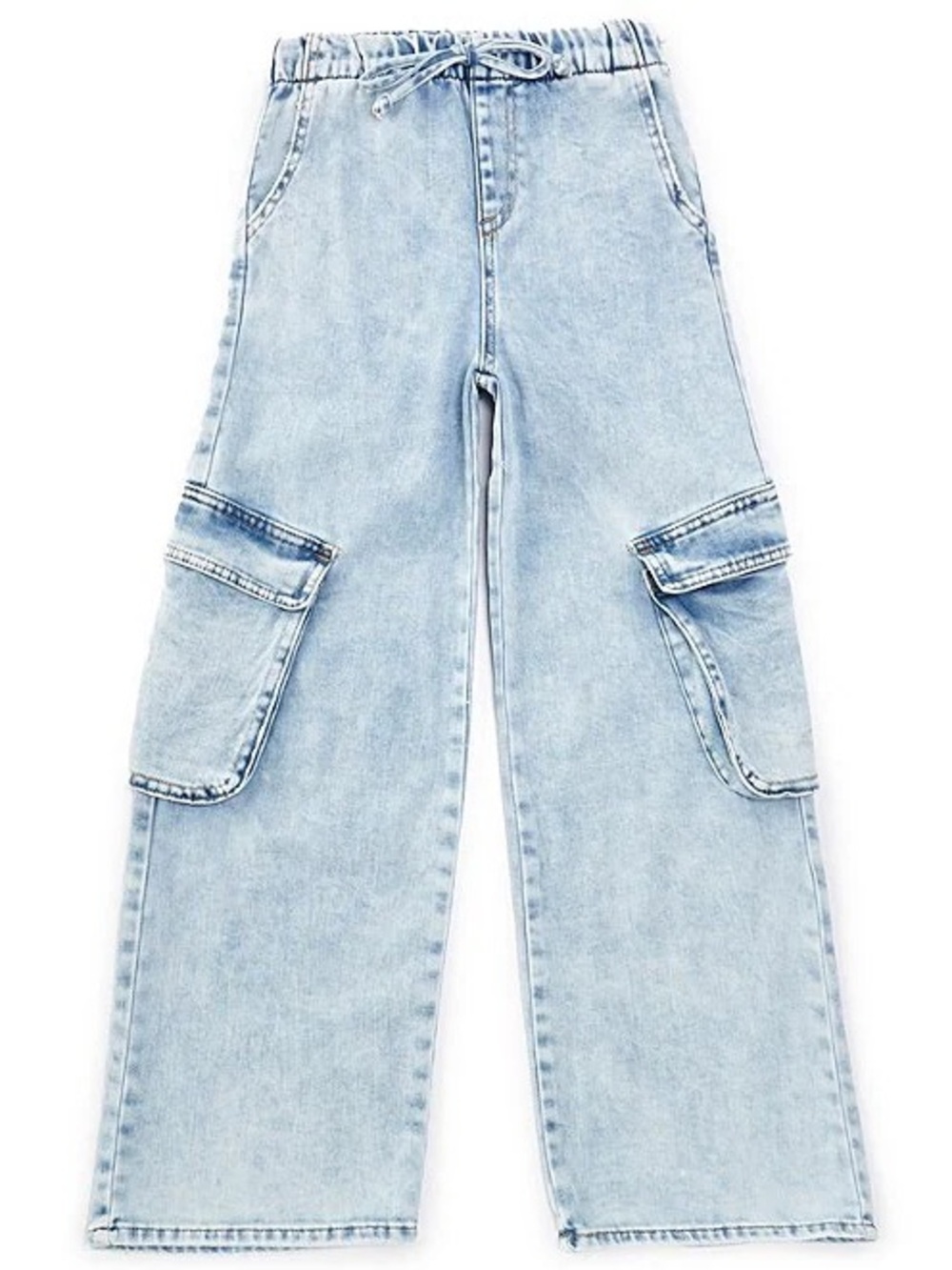 Girls Size 16 Tractr Light Blue Cargo Wide-Leg Jeans